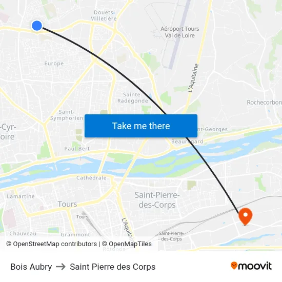 Bois Aubry to Saint Pierre des Corps map