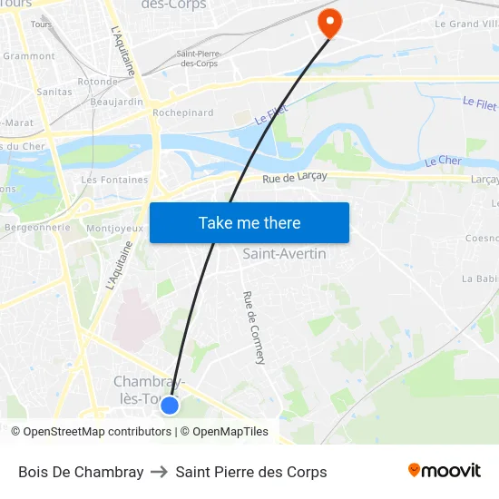 Bois De Chambray to Saint Pierre des Corps map