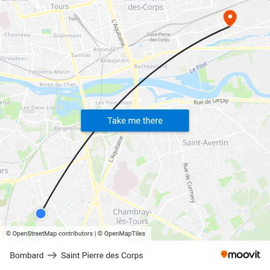 Bombard to Saint Pierre des Corps map