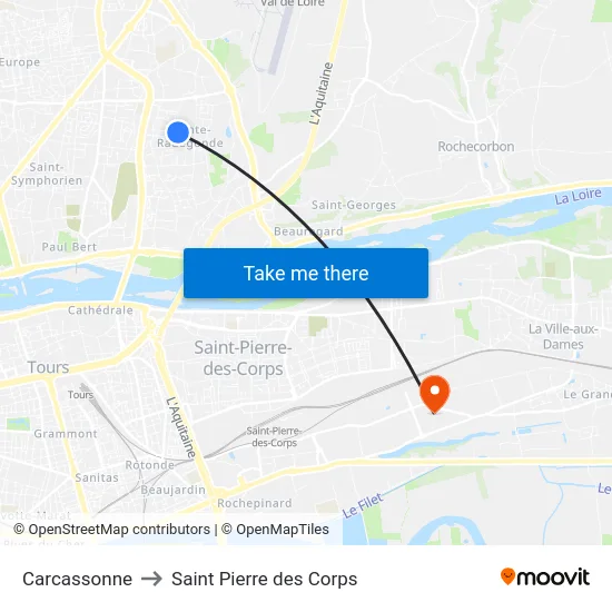 Carcassonne to Saint Pierre des Corps map