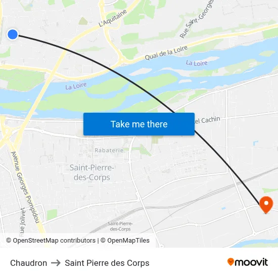 Chaudron to Saint Pierre des Corps map