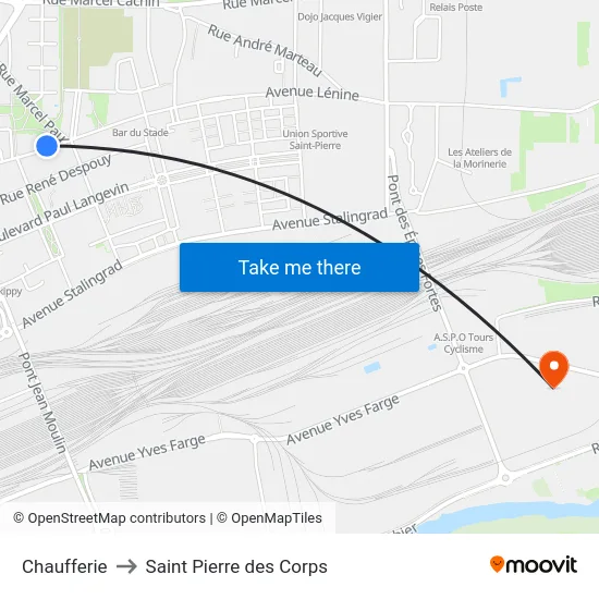 Chaufferie to Saint Pierre des Corps map