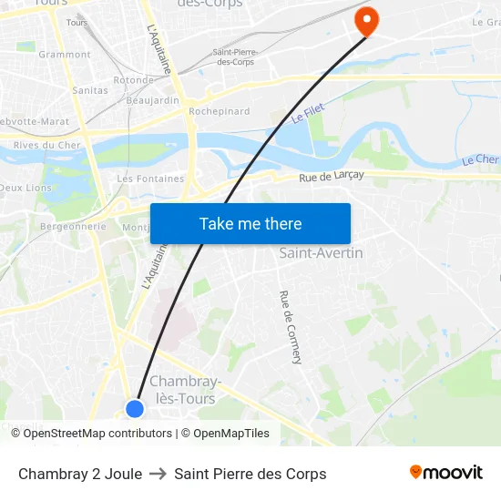 Chambray 2 Joule to Saint Pierre des Corps map