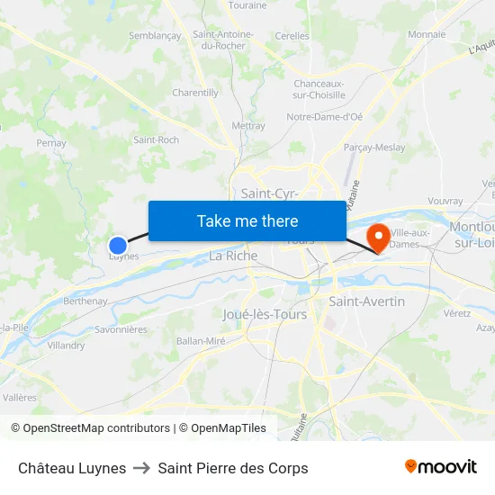 Château Luynes to Saint Pierre des Corps map