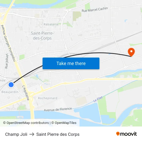 Champ Joli to Saint Pierre des Corps map