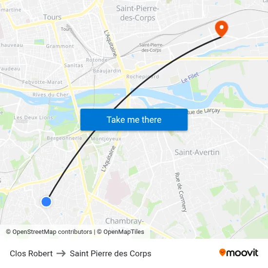 Clos Robert to Saint Pierre des Corps map