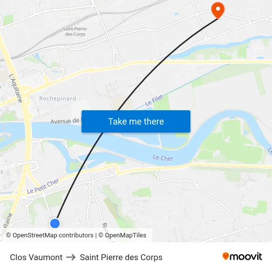 Clos Vaumont to Saint Pierre des Corps map
