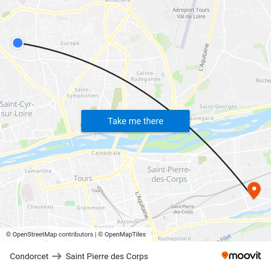 Condorcet to Saint Pierre des Corps map