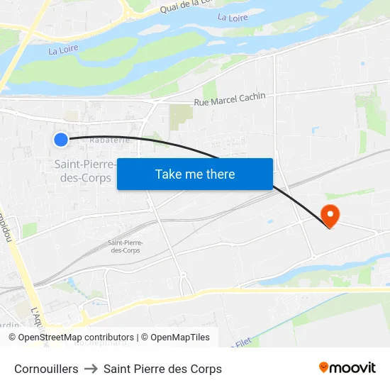 Cornouillers to Saint Pierre des Corps map