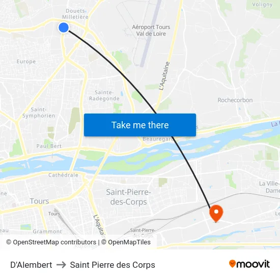 D'Alembert to Saint Pierre des Corps map
