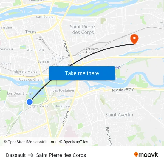 Dassault to Saint Pierre des Corps map
