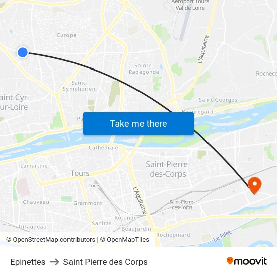 Epinettes to Saint Pierre des Corps map