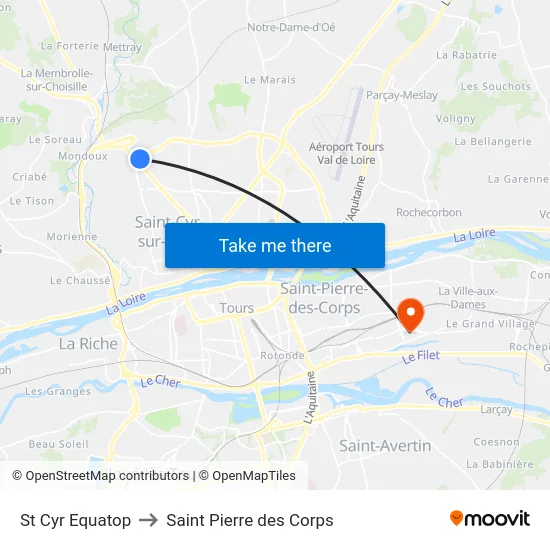 St Cyr Equatop to Saint Pierre des Corps map