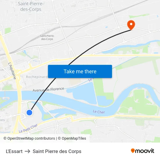 L'Essart to Saint Pierre des Corps map