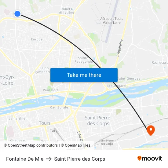 Fontaine De Mie to Saint Pierre des Corps map