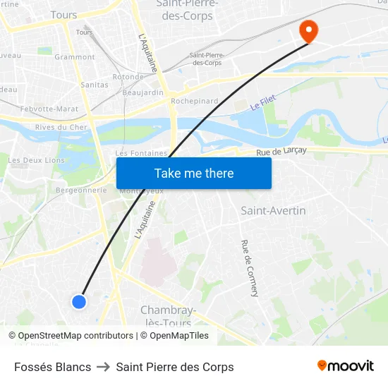 Fossés Blancs to Saint Pierre des Corps map