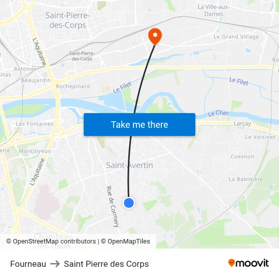 Fourneau to Saint Pierre des Corps map