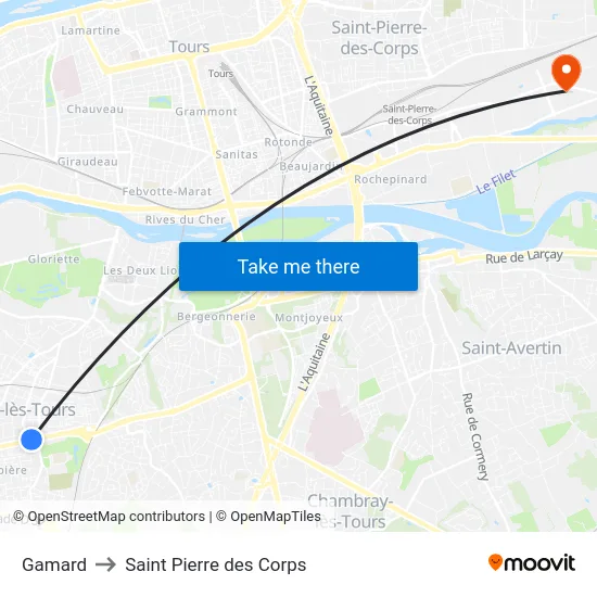 Gamard to Saint Pierre des Corps map