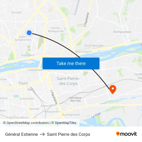 Général Estienne to Saint Pierre des Corps map
