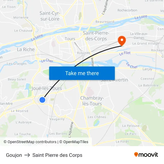 Goujon to Saint Pierre des Corps map