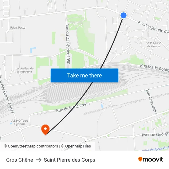 Gros Chêne to Saint Pierre des Corps map