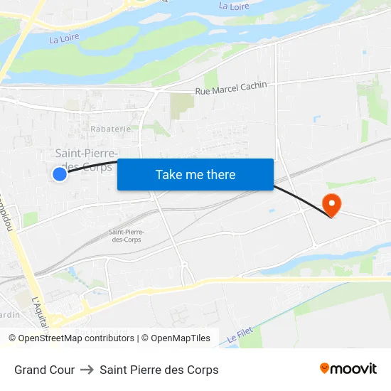 Grand Cour to Saint Pierre des Corps map
