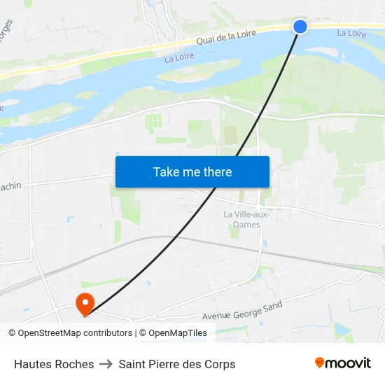 Hautes Roches to Saint Pierre des Corps map