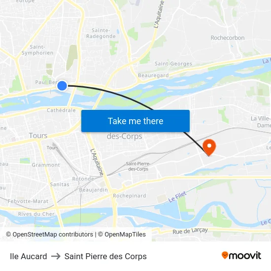 Ile Aucard to Saint Pierre des Corps map