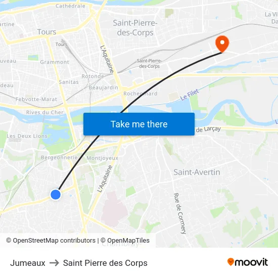 Jumeaux to Saint Pierre des Corps map