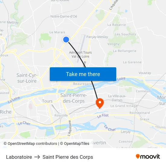 Laboratoire to Saint Pierre des Corps map