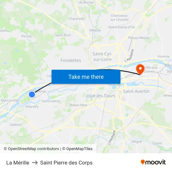 La Mérille to Saint Pierre des Corps map