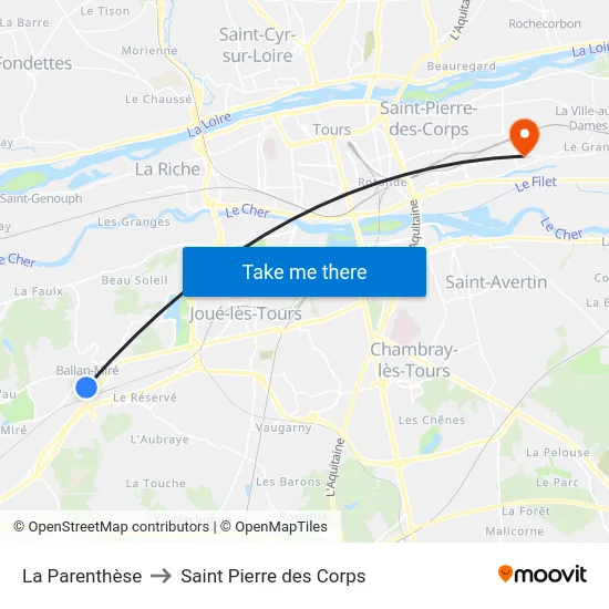 La Parenthèse to Saint Pierre des Corps map