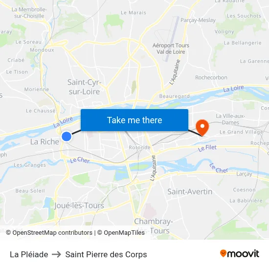 La Pléiade to Saint Pierre des Corps map