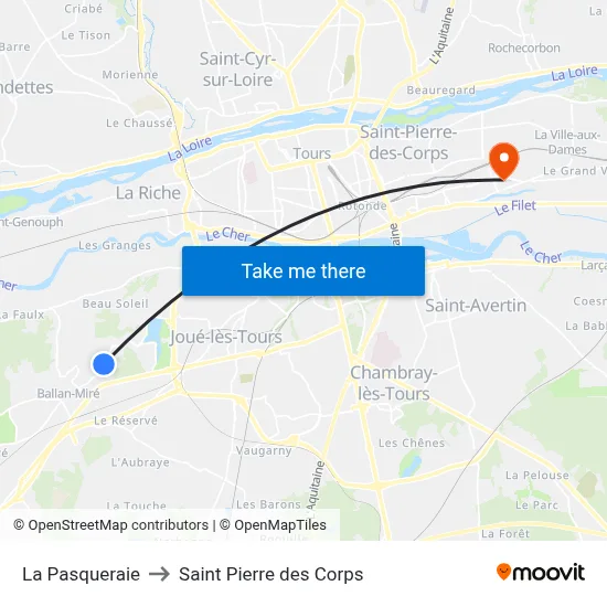 La Pasqueraie to Saint Pierre des Corps map