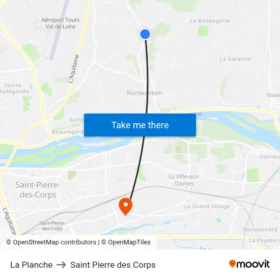 La Planche to Saint Pierre des Corps map