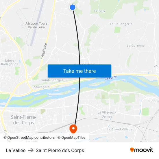 La Vallée to Saint Pierre des Corps map