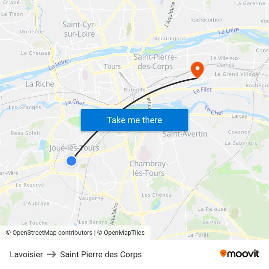 Lavoisier to Saint Pierre des Corps map