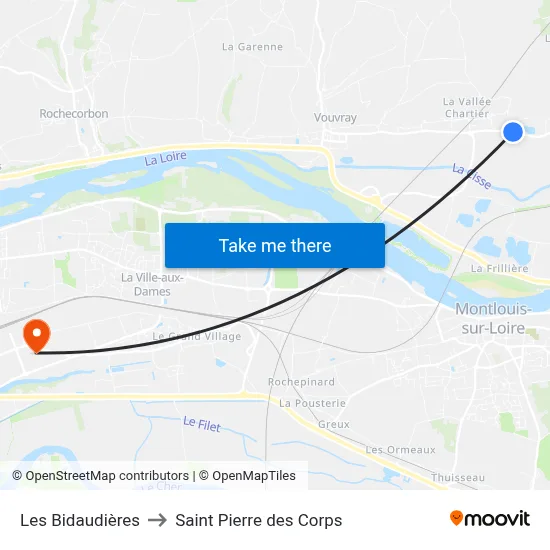 Les Bidaudières to Saint Pierre des Corps map
