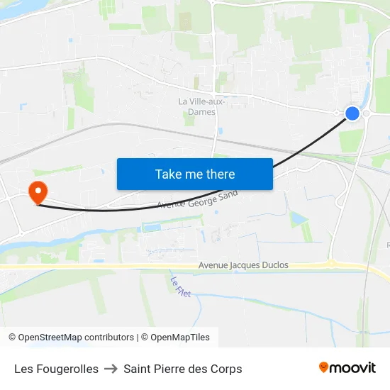 Les Fougerolles to Saint Pierre des Corps map