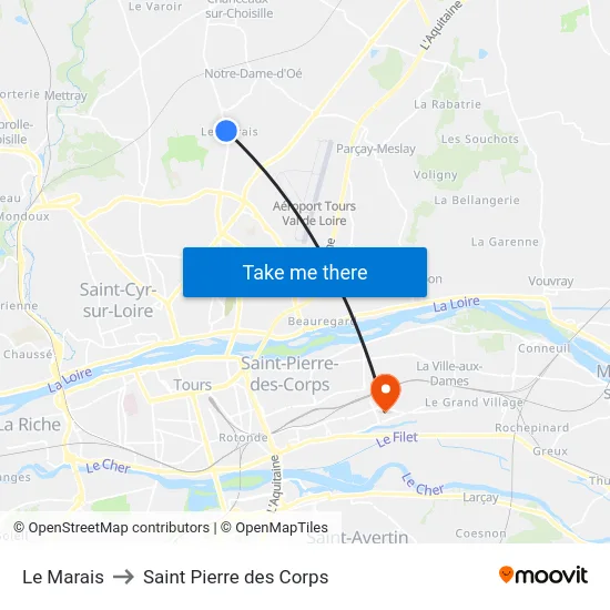 Le Marais to Saint Pierre des Corps map