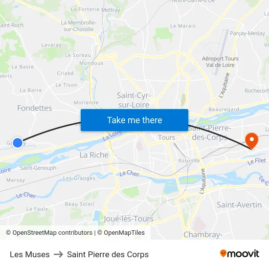 Les Muses to Saint Pierre des Corps map