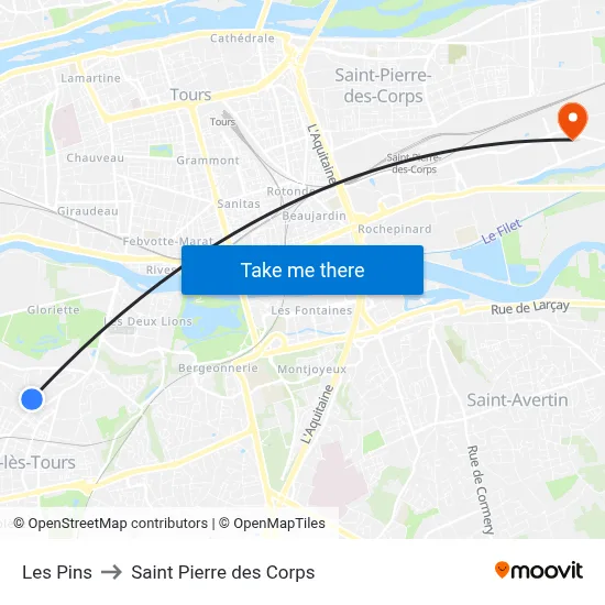 Les Pins to Saint Pierre des Corps map