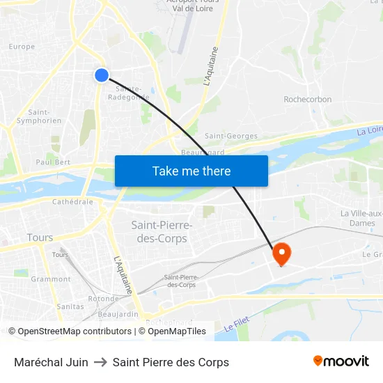 Maréchal Juin to Saint Pierre des Corps map