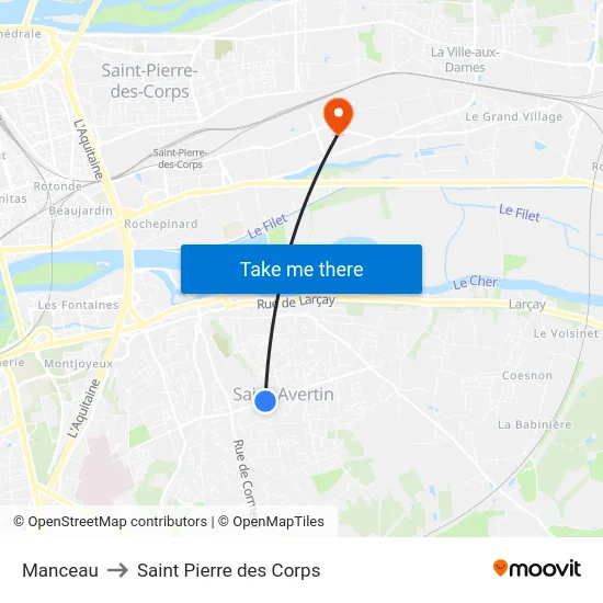 Manceau to Saint Pierre des Corps map