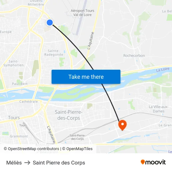 Méliès to Saint Pierre des Corps map