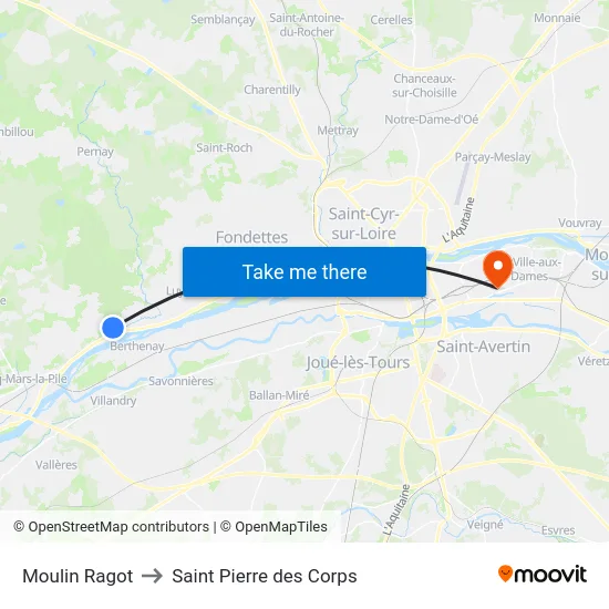 Moulin Ragot to Saint Pierre des Corps map