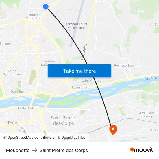 Mouchotte to Saint Pierre des Corps map