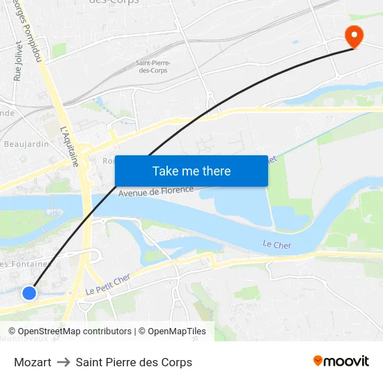 Mozart to Saint Pierre des Corps map