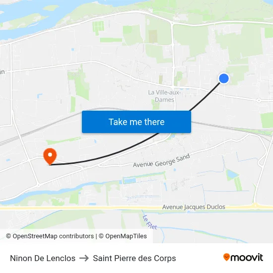 Ninon De Lenclos to Saint Pierre des Corps map