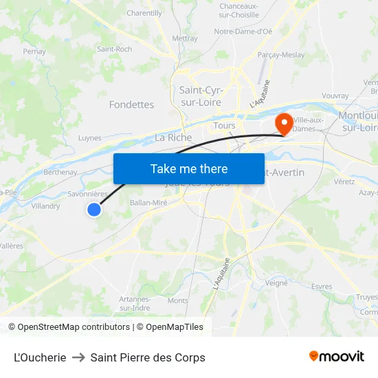 L'Oucherie to Saint Pierre des Corps map